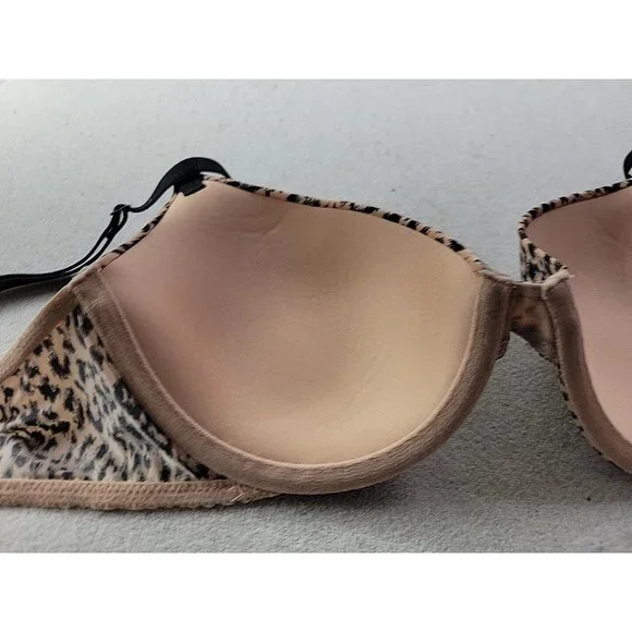 Victoria's Secret Lined Demi Bra 34C Smooth Underwired Leopard Print - Picture 5 of 10